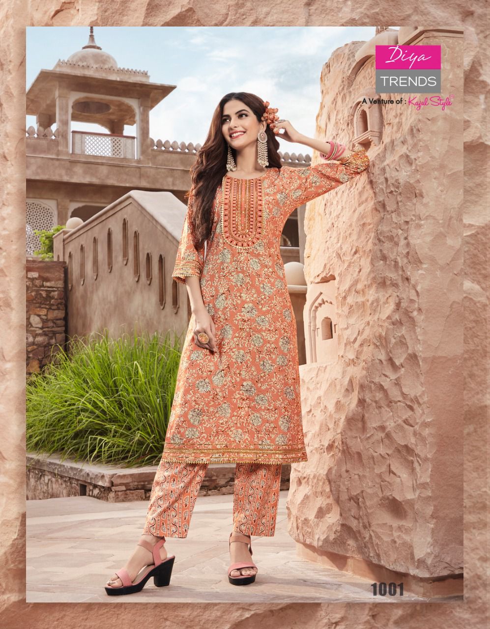 Goldy 1 Fancy Latest Designer Ethnic Wear Foil Print Kurti With Bottom Collection